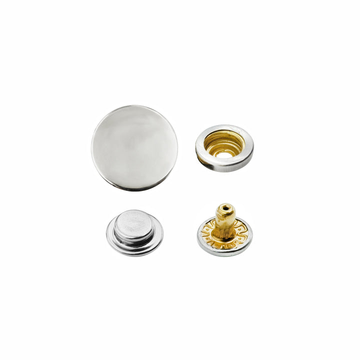 Shiny Silver 4-Part Press Snap Buttons Fasteners Set for Garments/Leather Accessories