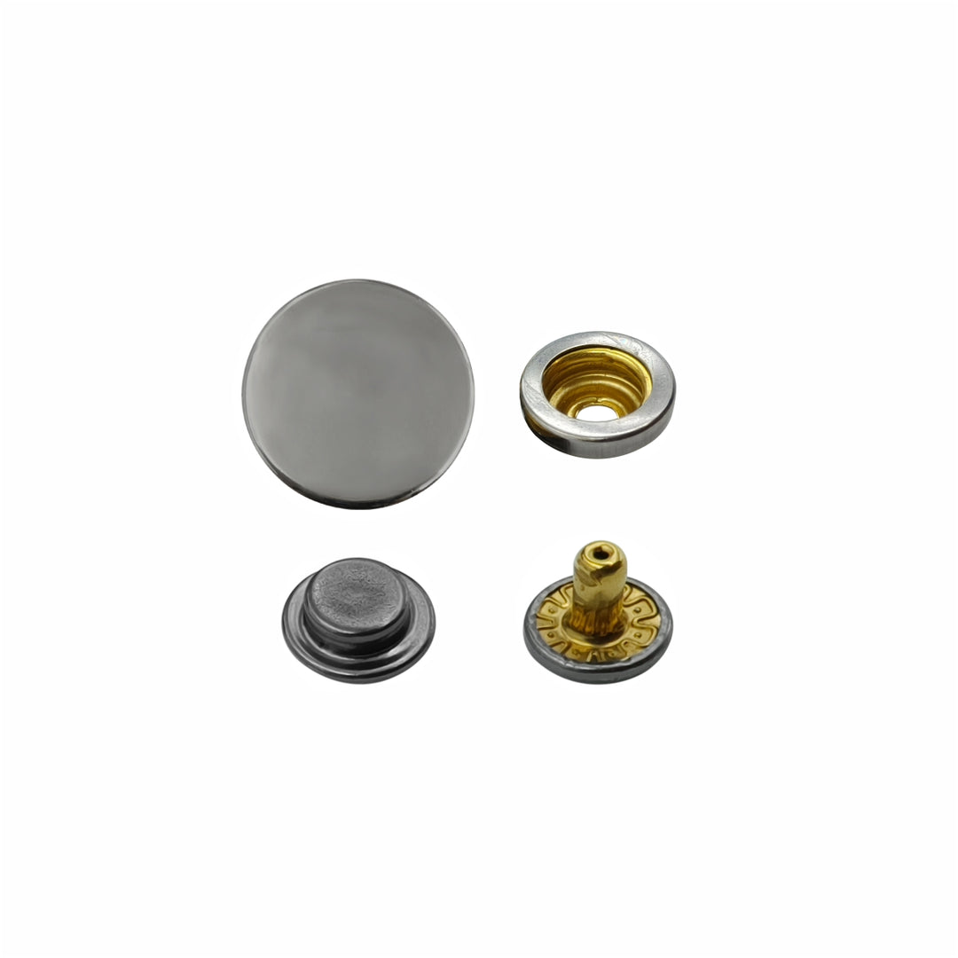 Gunmetal 4-Part Press Snap Buttons Fasteners Set for Garments/Accessories