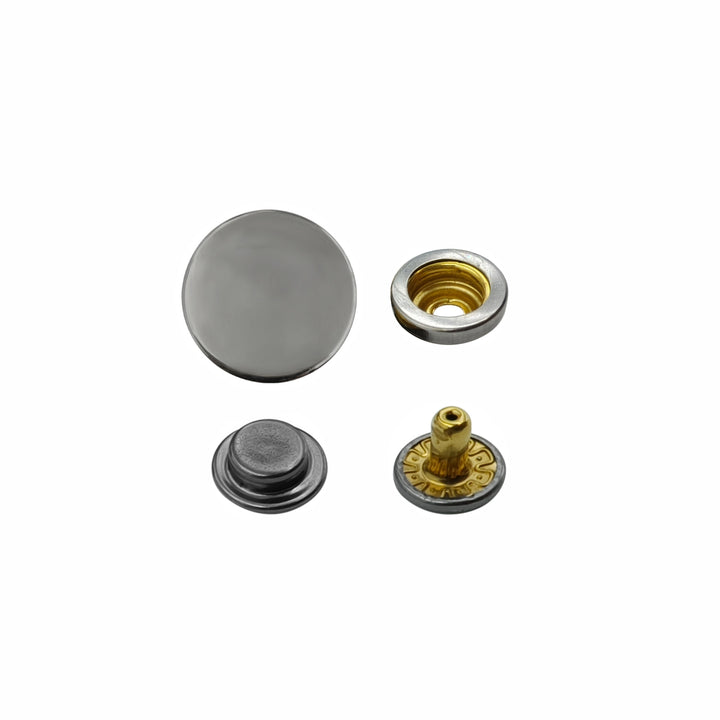 Gunmetal 4-Part Press Snap Buttons Fasteners Set for Garments/Accessories