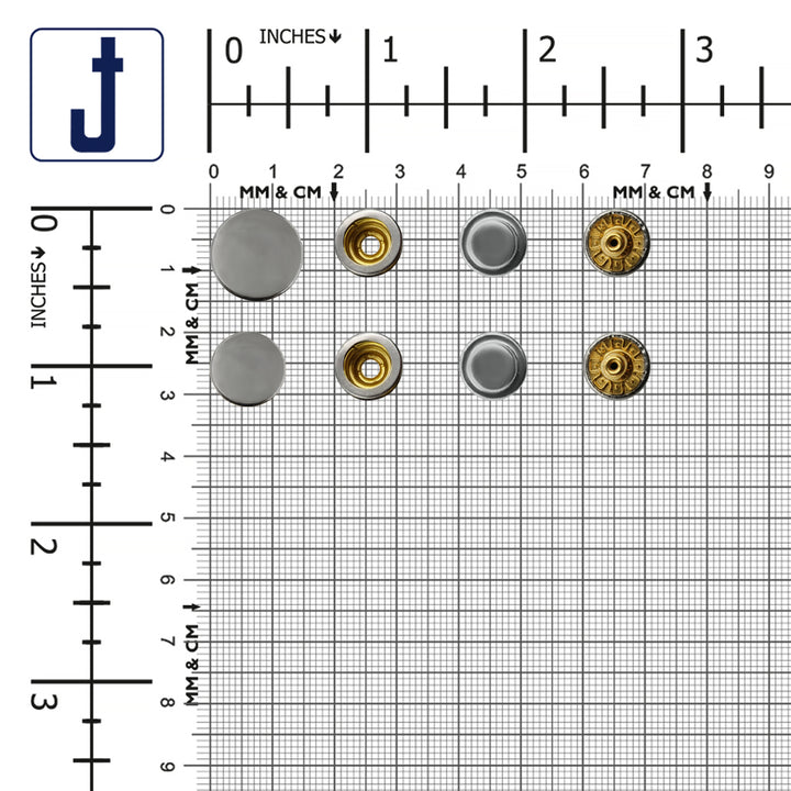 Gunmetal 4-Part Press Snap Buttons Fasteners Set for Garments/Leather Accessories