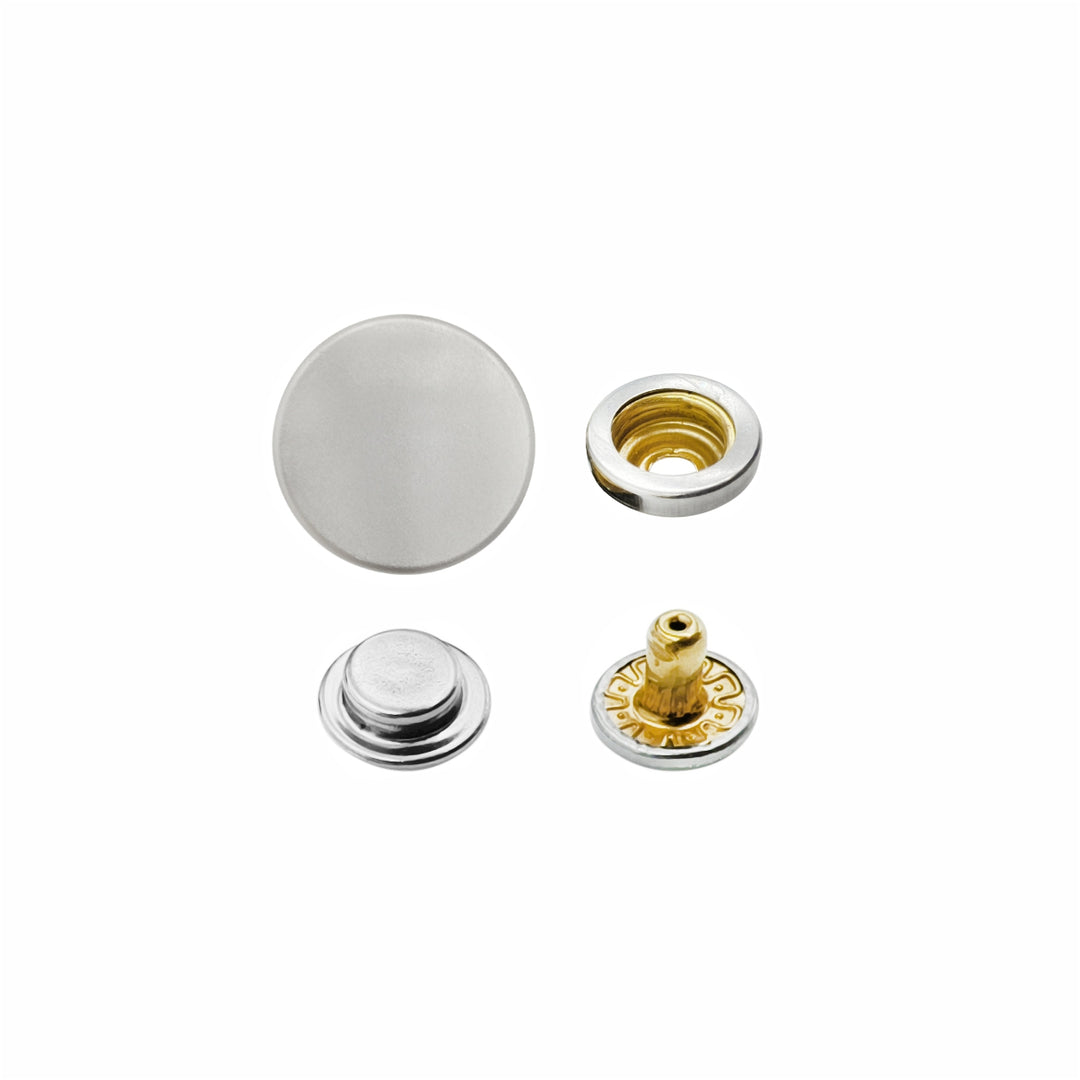 Matte Silver 4-Part Press Snap Button Fasteners Set for Garments/Leather Accessories