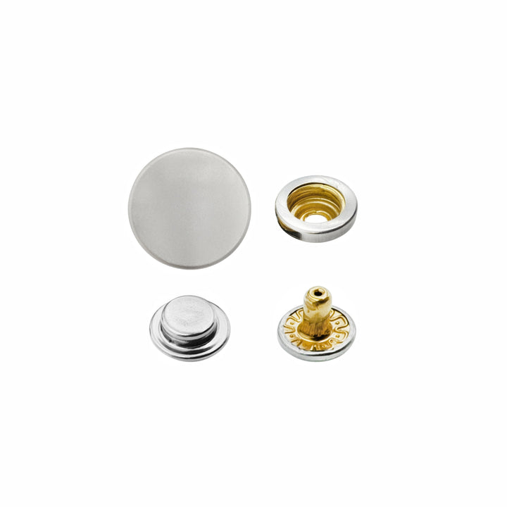Matte Silver 4-Part Press Snap Button Fasteners Set for Garments/Leather Accessories