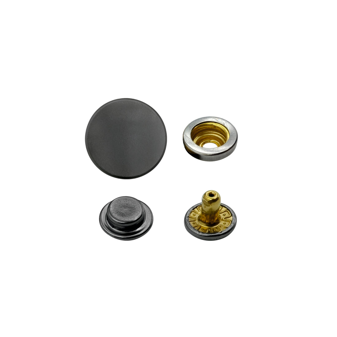 Matte Dark Grey 4-Part Press Snap Button Fasteners Set for Garments/Leather Accessories