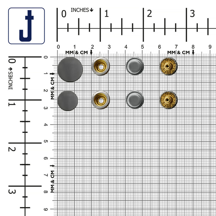 Matte Dark Grey 4-Part Press Snap Button Fasteners Set for Garments/Leather Accessories