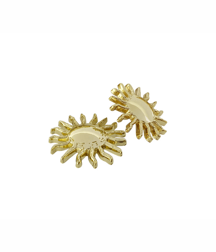 Decorative Shiny Gold Sun-Shaped Metal Loop Button