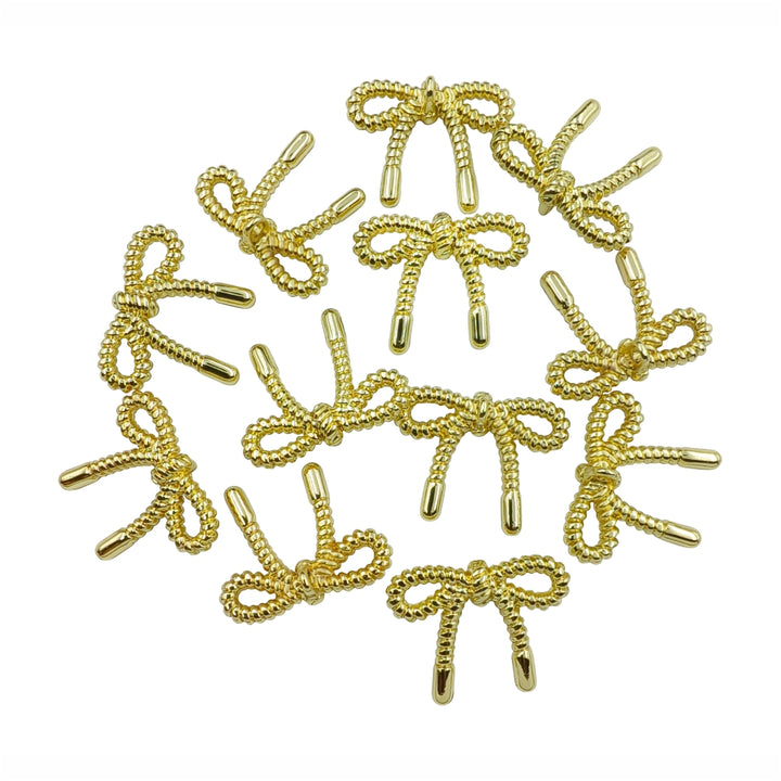Designer Shiny Finish Bow-Style Metal Loop Buttons for Clothing