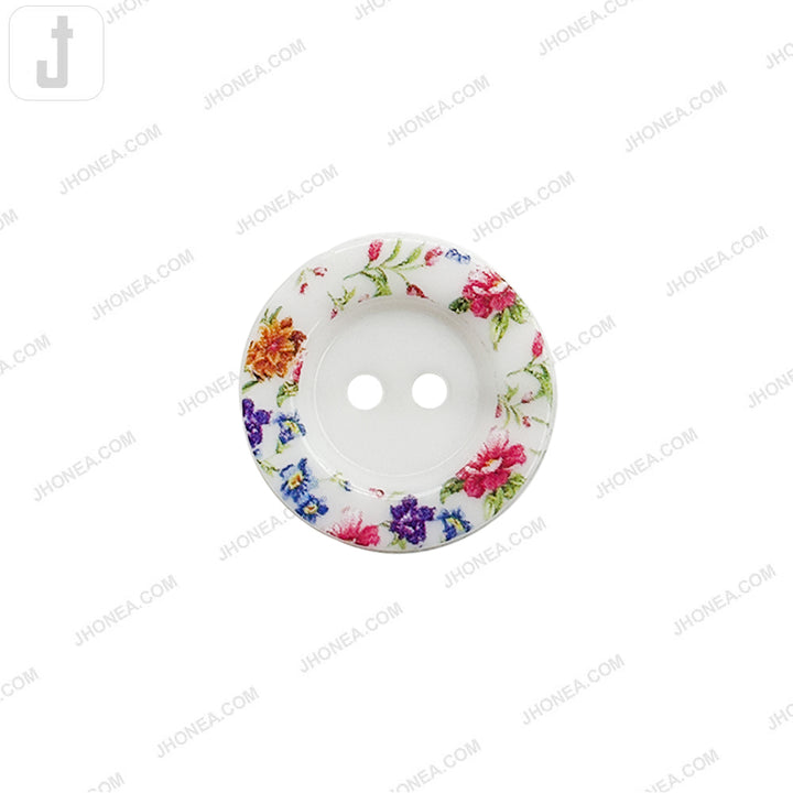 Elegant Floral 20mm 2-Hole Buttons for Dresses
