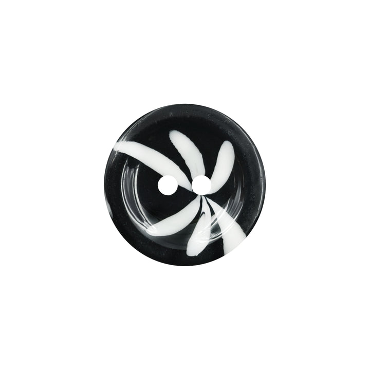 Black & White Floral 2-Hole Polyester Buttons for Sewing & Crafts