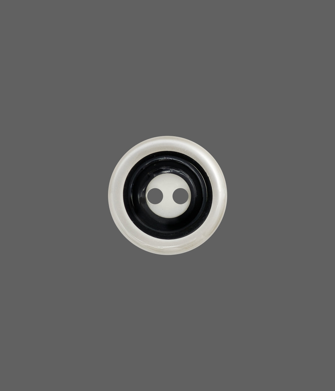Decorative Round Shaped 2-Hole Fancy Buttons. 17mm in Transparent with Black 
