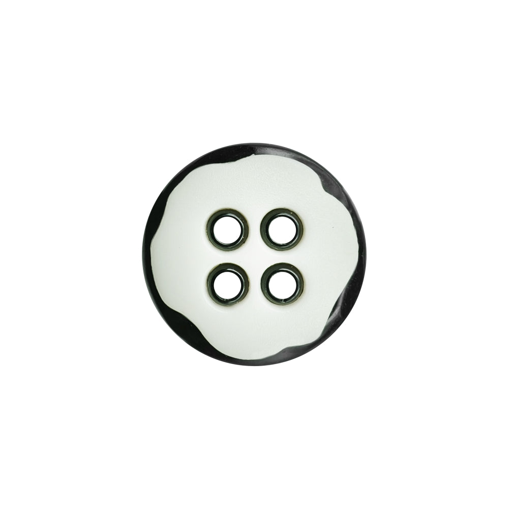 Black with White Round 4-Hole Polyester Buttons for Coats/Blazers