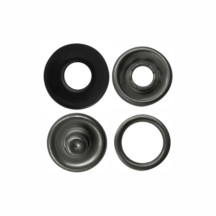Matte Black with Gunmetal 4-Part Prong Snap Button Fasteners for Shirts/Kurta