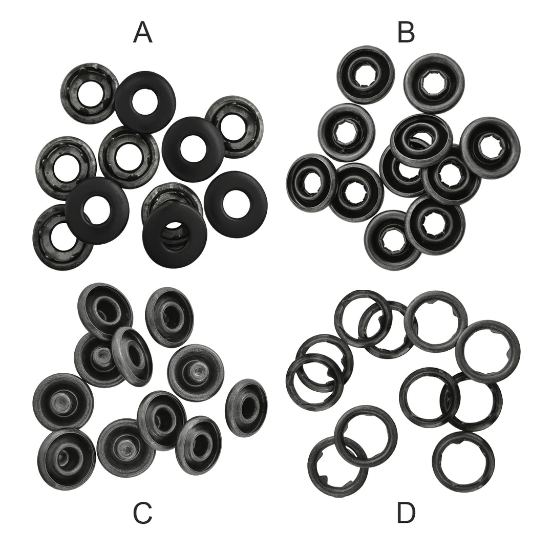 Matte Black with Gunmetal 4-Part Prong Snap Button Fasteners for Shirts/Kurta