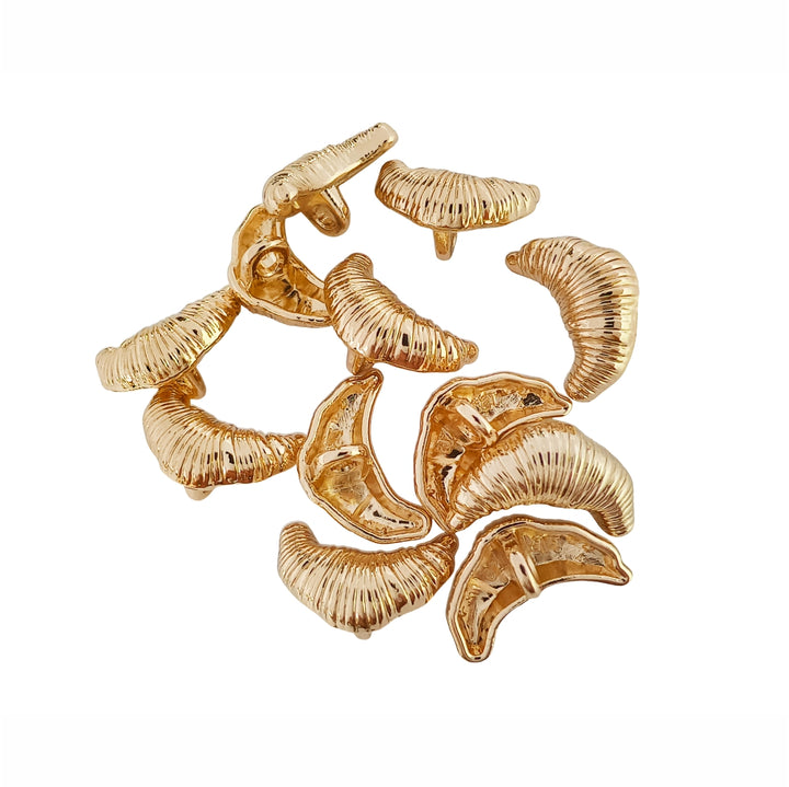 Shiny Finish 15mm (24L) Croissant Metal Buttons for Fashion Clothing
