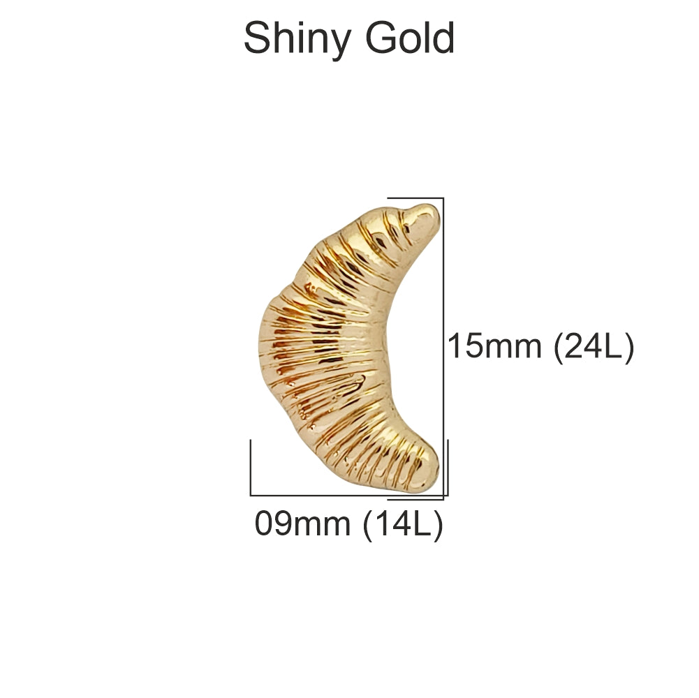 Shiny 15mm (24L) Croissant Shape Metal Buttons for Fashion Clothing