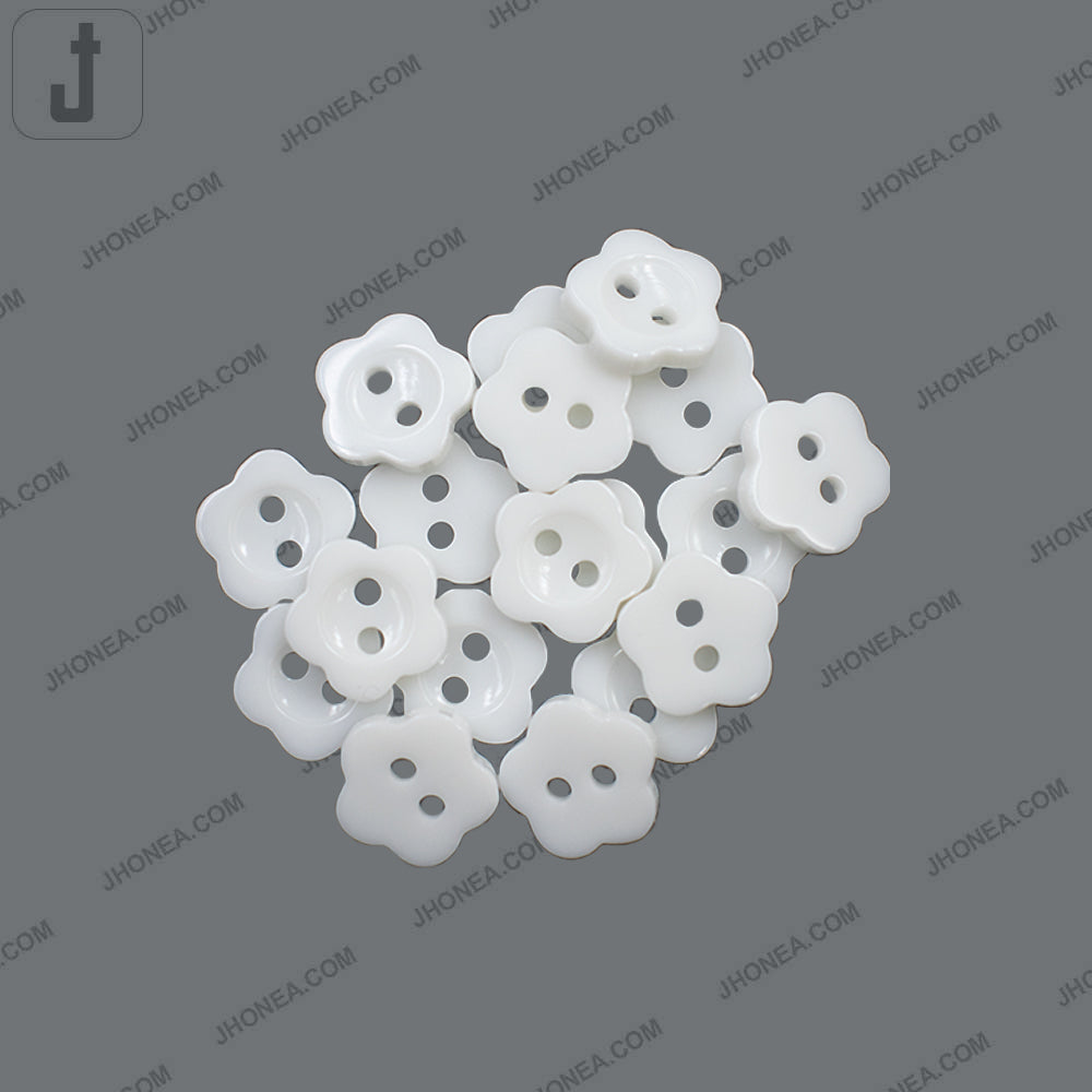 Flower Shape White Polyester 2-Hole Decorative Shirt Buttons