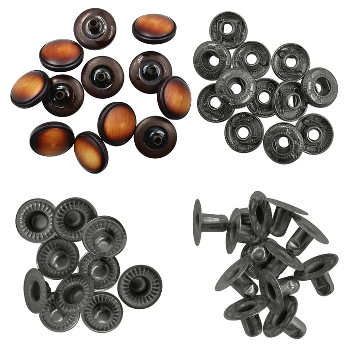Classy 15mm (24L) Fancy Shaded 4-Part Snap Button for Clothing and Bags