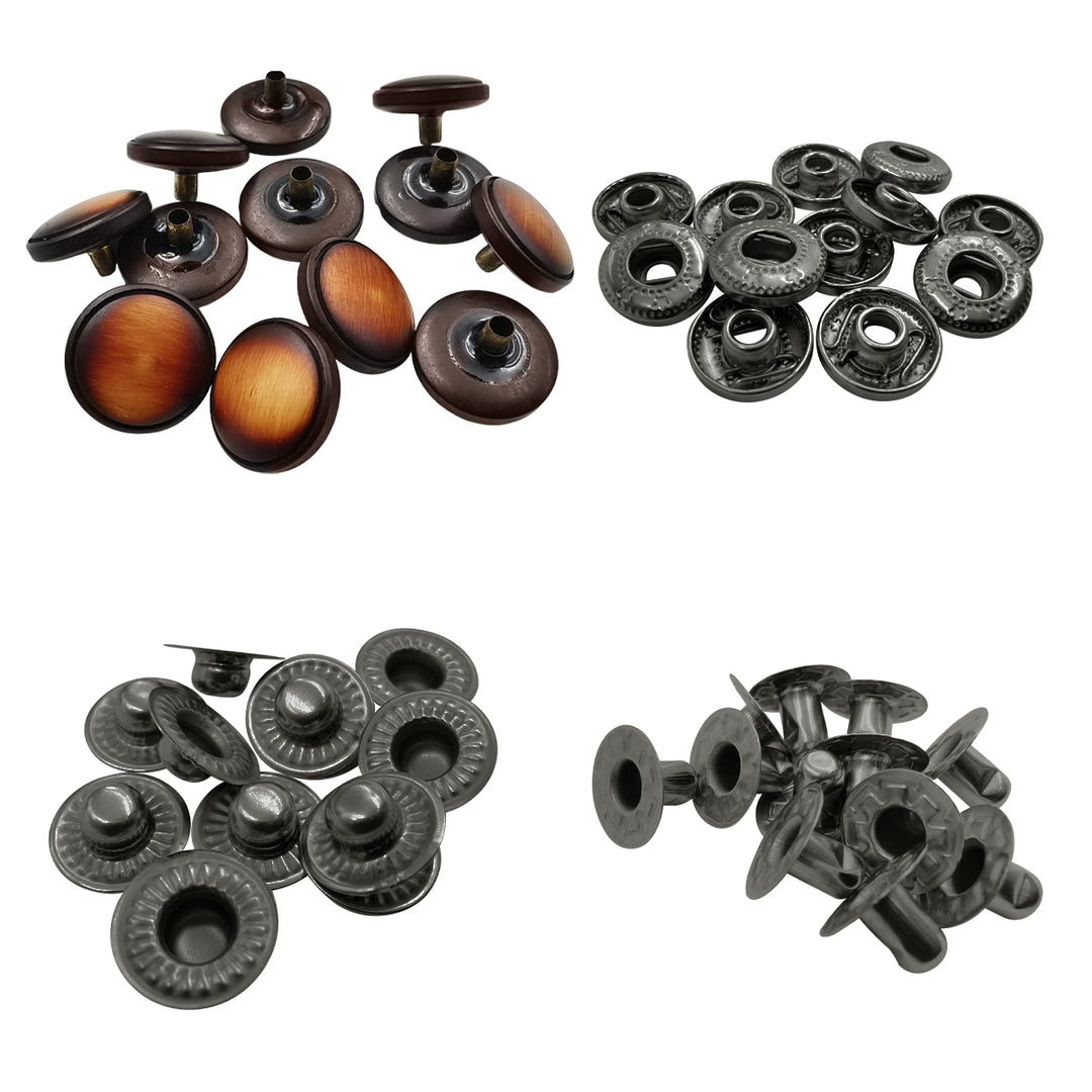 Classy 15mm (24L) Fancy Shaded 4-Part Snap Buttons for Clothing/Bags