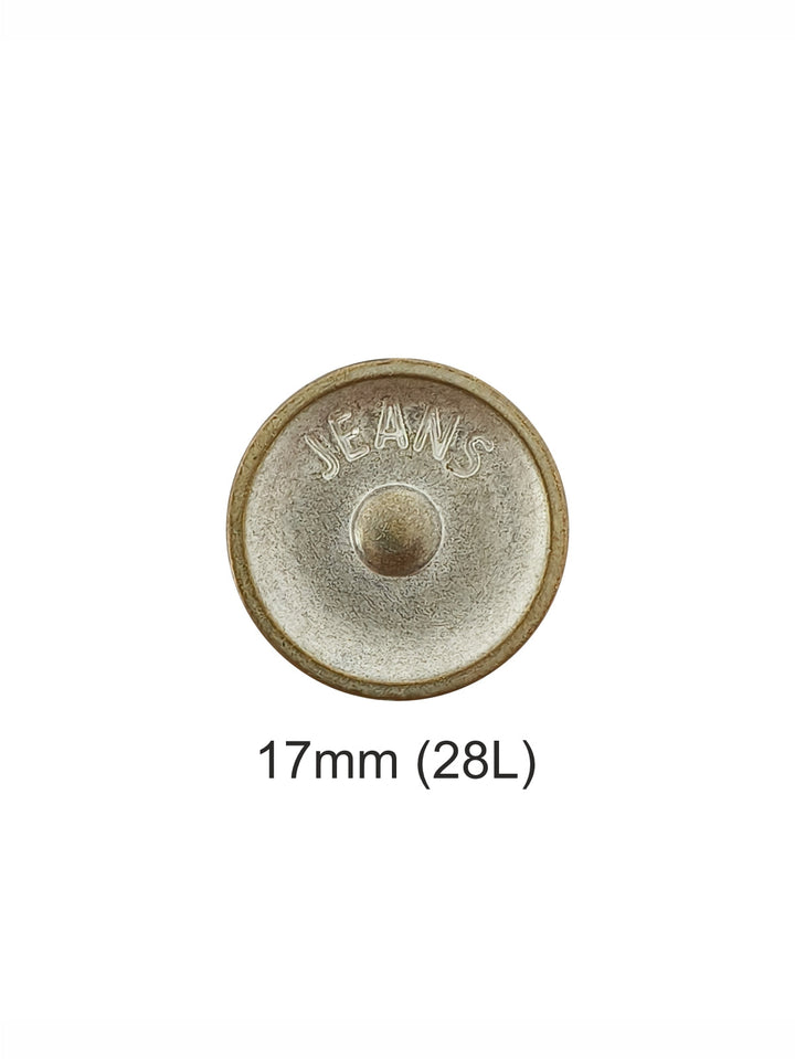 Classic Round Shaped 17mm (28L) Metal Jeans Button for Denim Wear