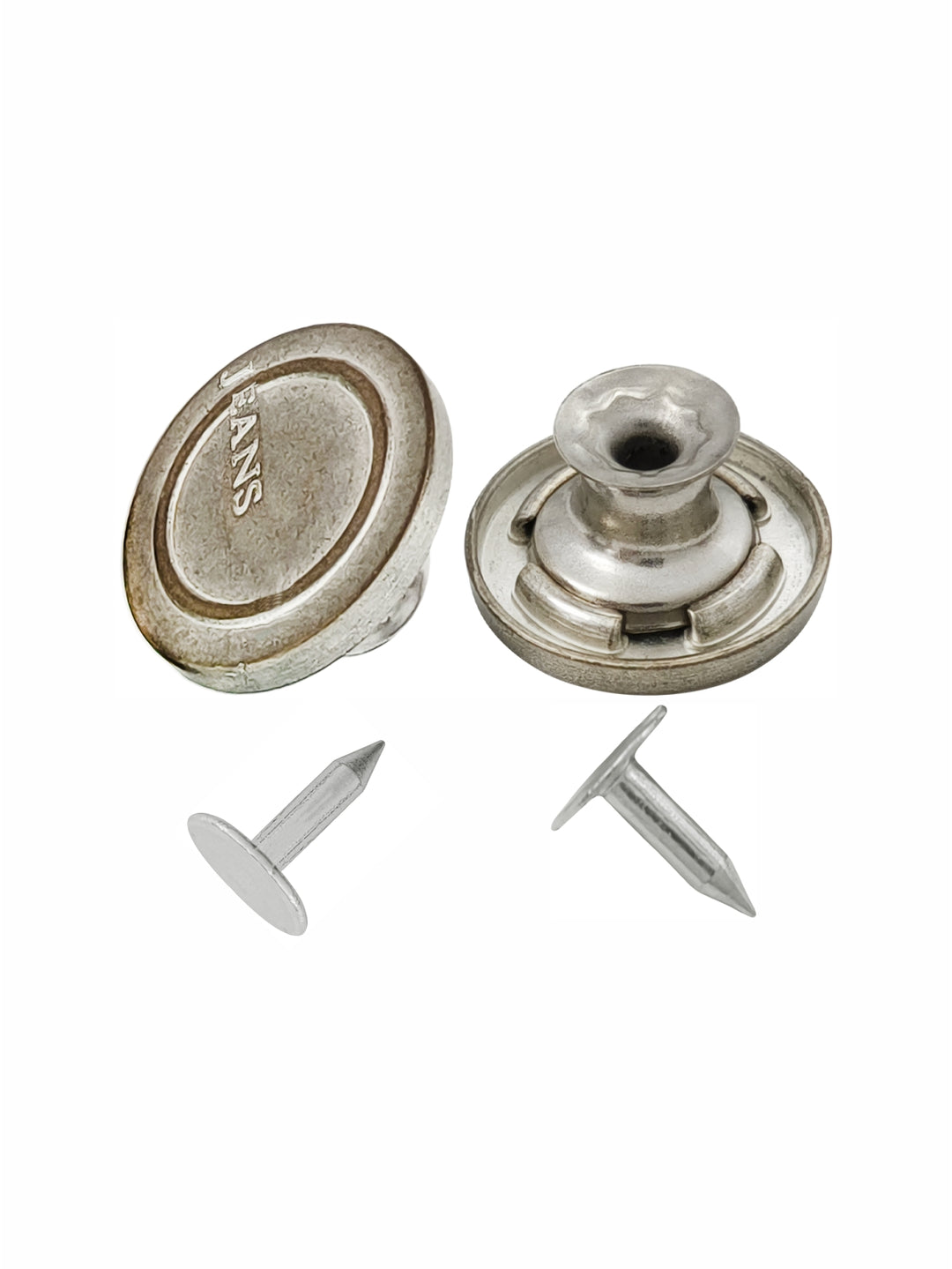 Silver 17mm Metal Jeans Button Set for Denim Jackets/Jeans/Skirts