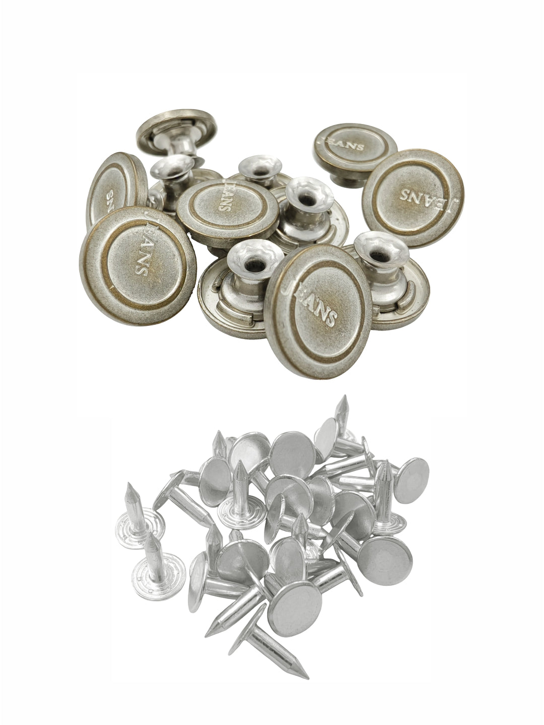 Silver 17mm Metal Jeans Button Set for Denim Jackets/Jeans/Skirts