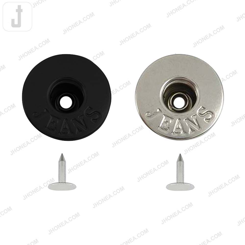 Matte Black and Shiny Silver Round Shape Engraved Jeans Metal Button for Denim Pants