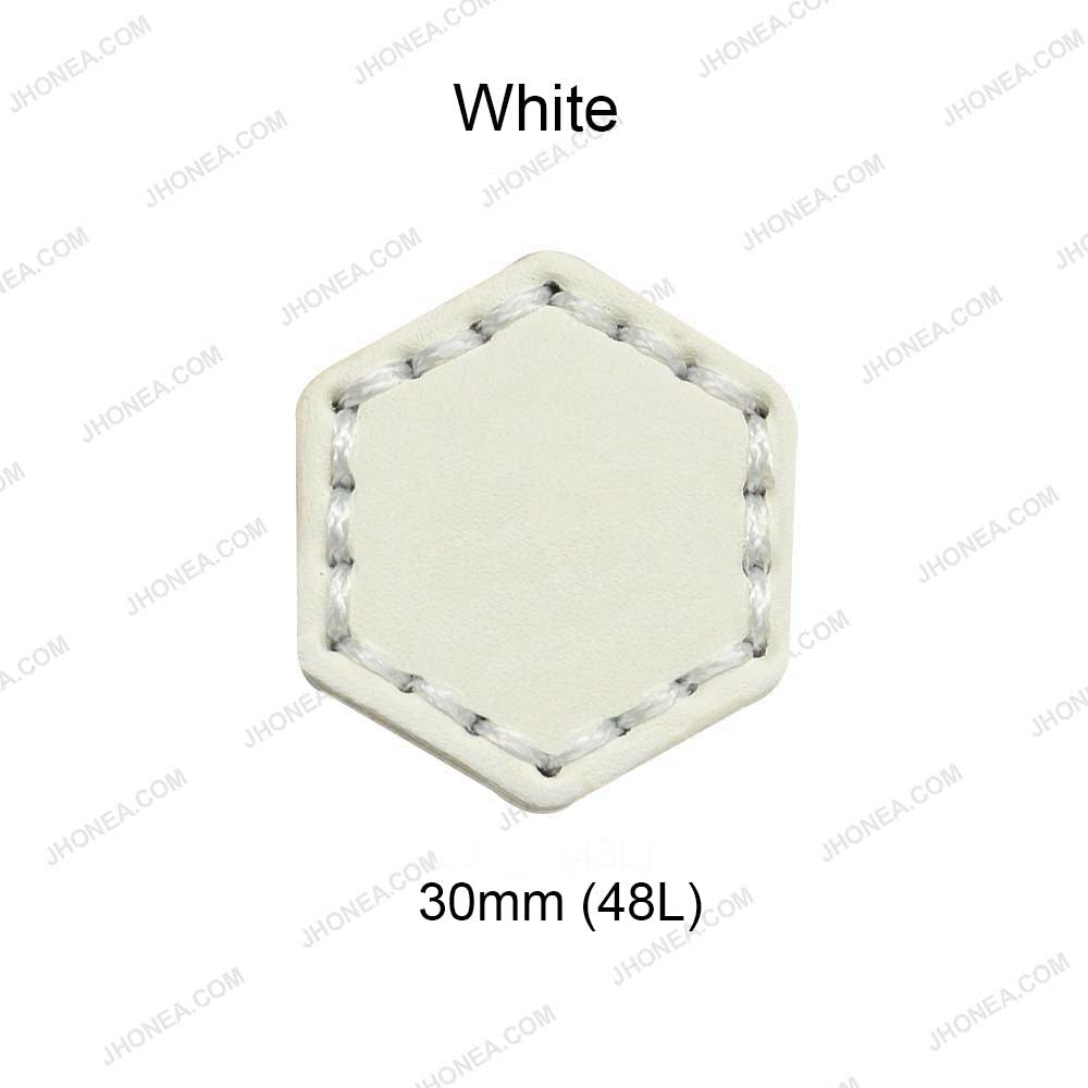 Trendy Stitched PU Leather Hexagon Down Loop Buttons