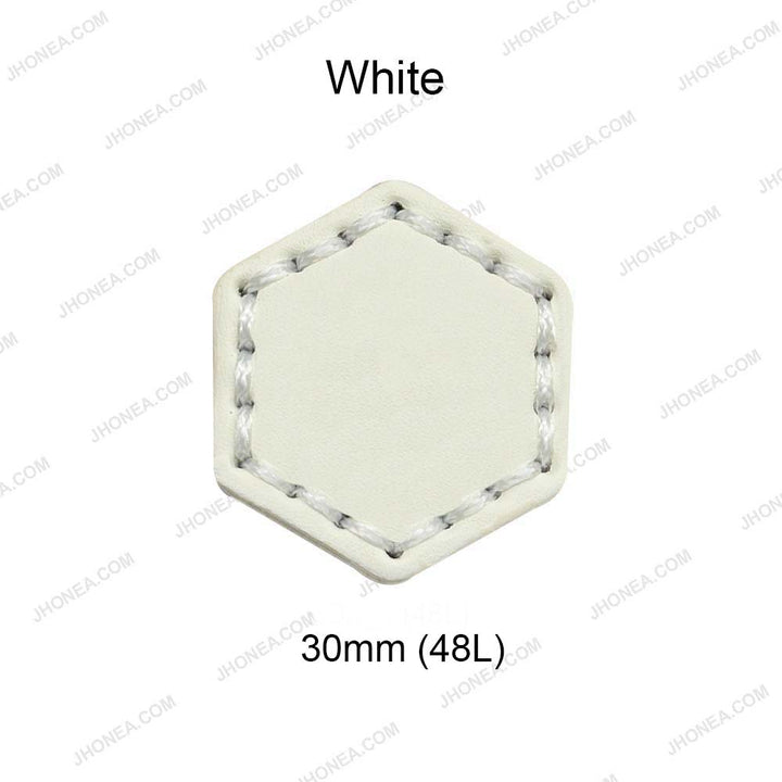 Trendy Stitched PU Leather Hexagon Down Loop Buttons