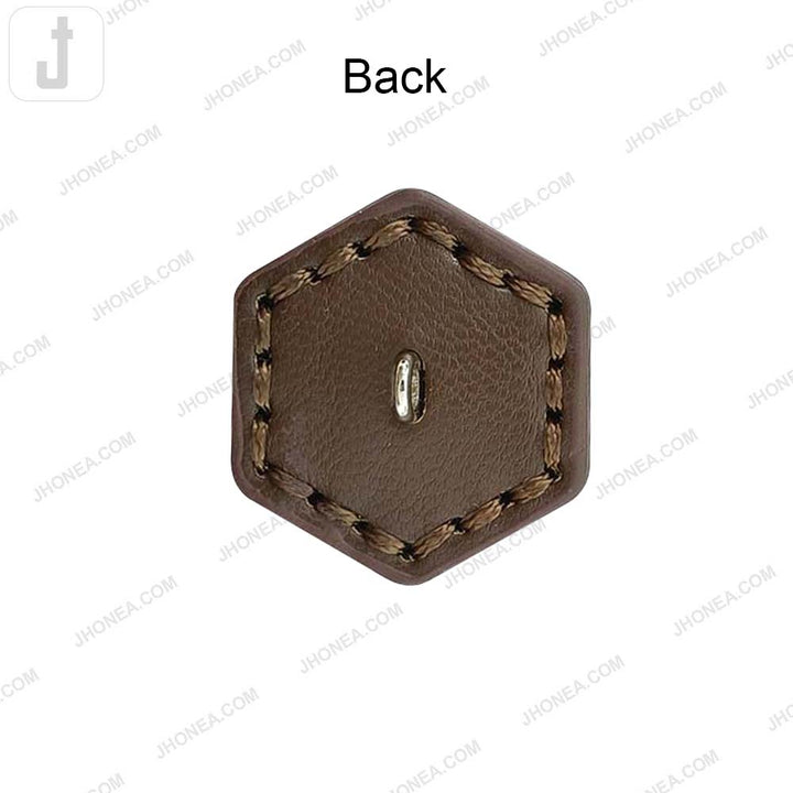 Trendy Stitched PU Leather Hexagon Down Loop Buttons