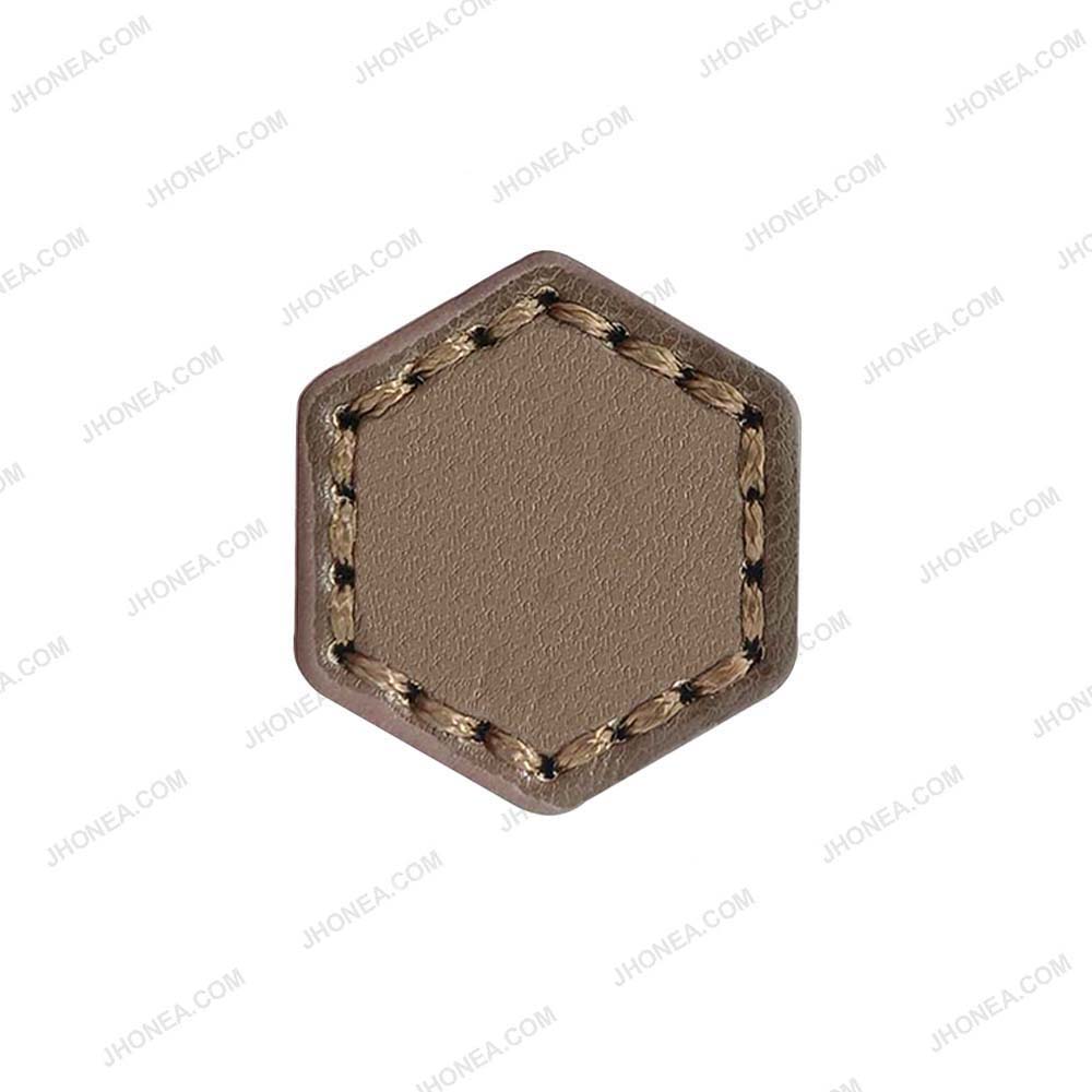 Trendy Stitched PU Leather Hexagon Down Loop Buttons