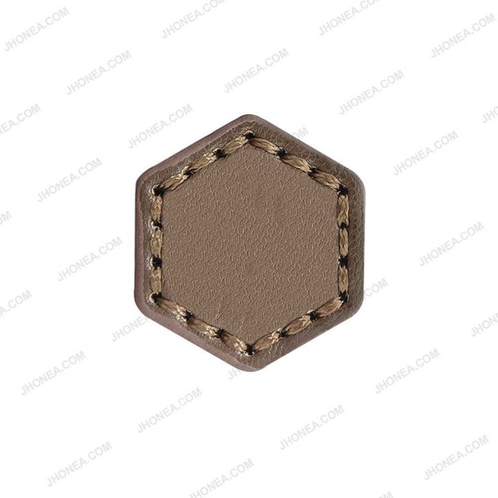Trendy Stitched PU Leather Hexagon Down Loop Buttons