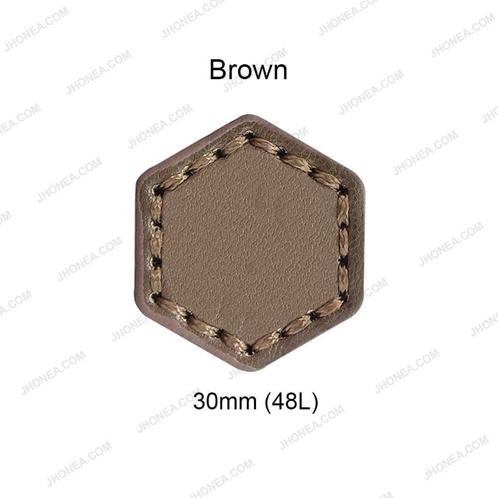 Trendy Stitched PU Leather Hexagon Down Loop Buttons