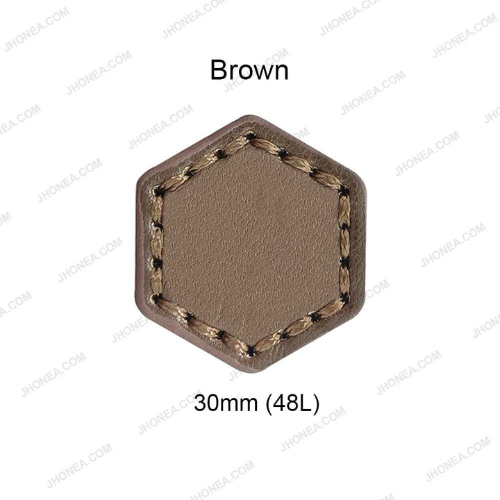 Trendy Stitched PU Leather Hexagon Down Loop Buttons