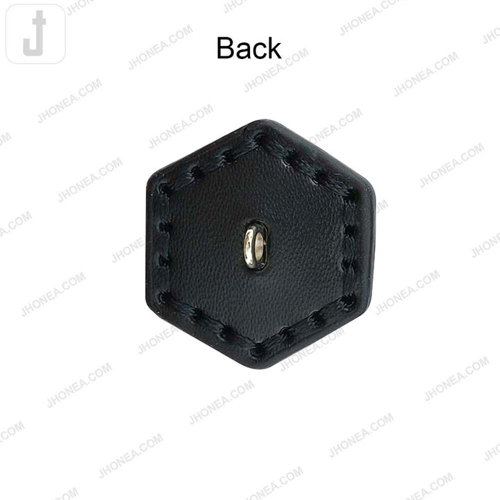 Trendy Stitched PU Leather Hexagon Down Loop Buttons