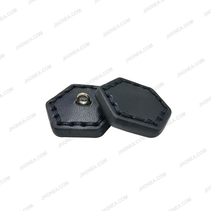 Trendy Stitched PU Leather Hexagon Down Loop Buttons