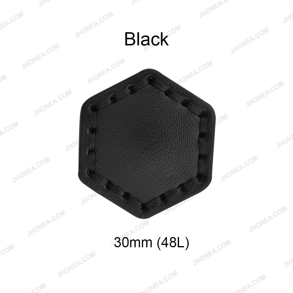 Trendy Stitched PU Leather Hexagon Down Loop Buttons