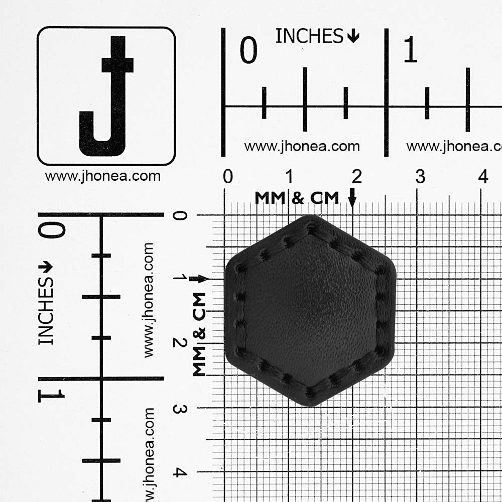 Trendy Stitched PU Leather Hexagon Down Loop Buttons