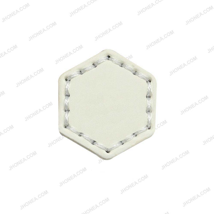 Trendy Stitched PU Leather Hexagon Down Loop Buttons