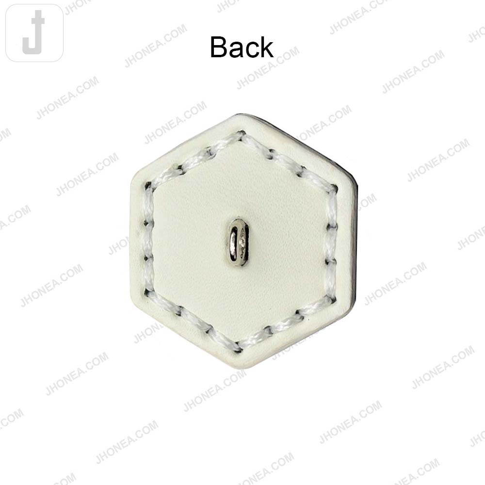 Trendy Stitched PU Leather Hexagon Down Loop Buttons