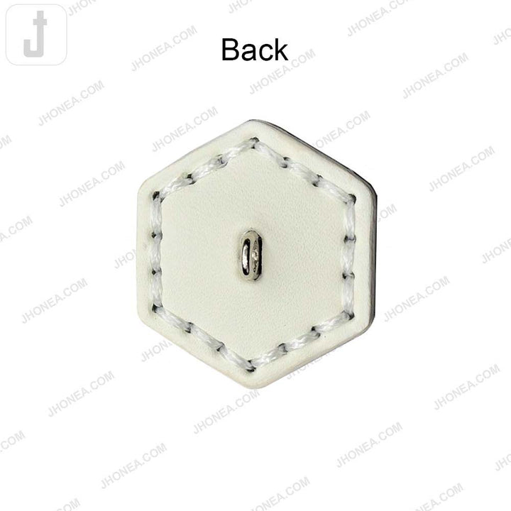 Trendy Stitched PU Leather Hexagon Down Loop Buttons