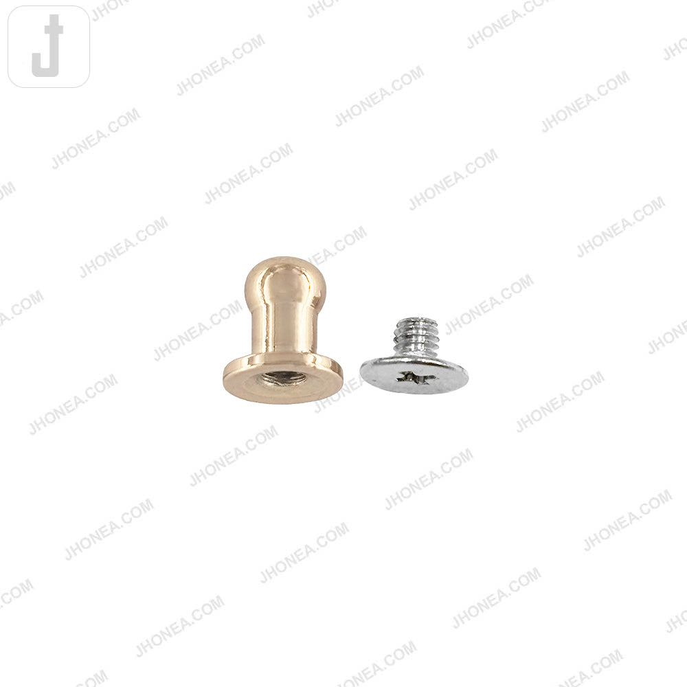 Versatile Shiny Gold  8mm Round Head Screw Metal Button Stud for Shirt/Bags/Belts