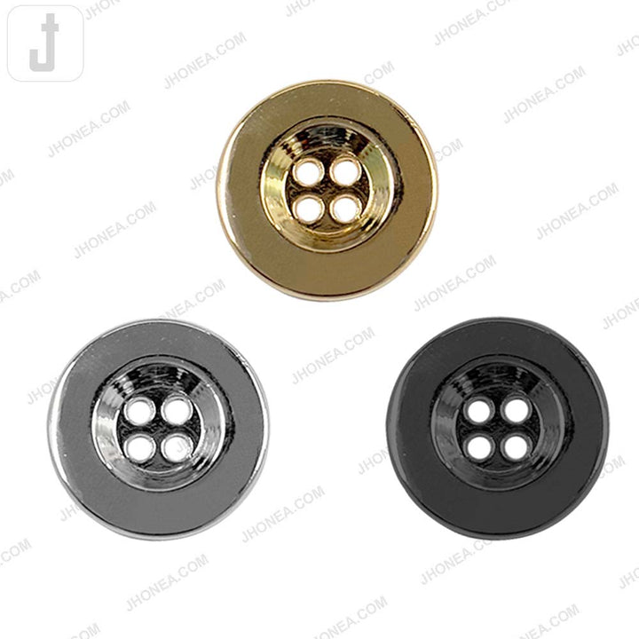 Premium Shiny Finish 4-Hole Hollow Metal Buttons for Jackets/Coats/Blazers
