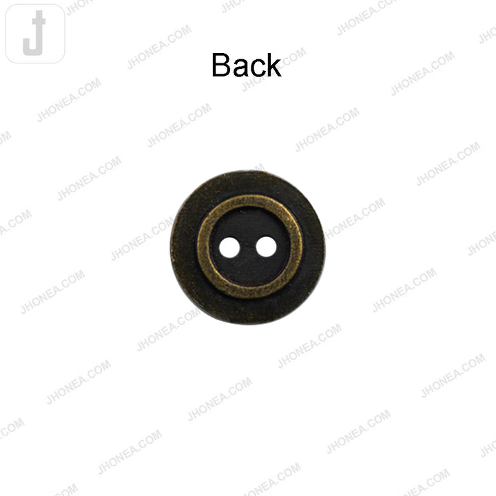 Decorative Antique Brass Round Shape 2-Hole Shirt Buttons