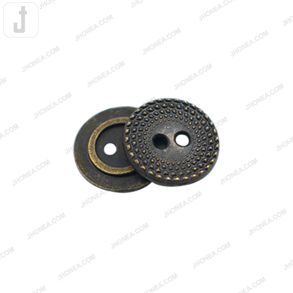 Decorative Antique Brass Round Shape 2-Hole Shirt Buttons