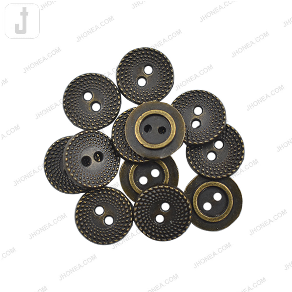 Decorative Antique Brass Round Shape 2-Hole Shirt Buttons