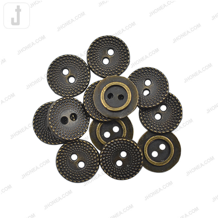 Decorative Antique Brass Round Shape 2-Hole Shirt Buttons