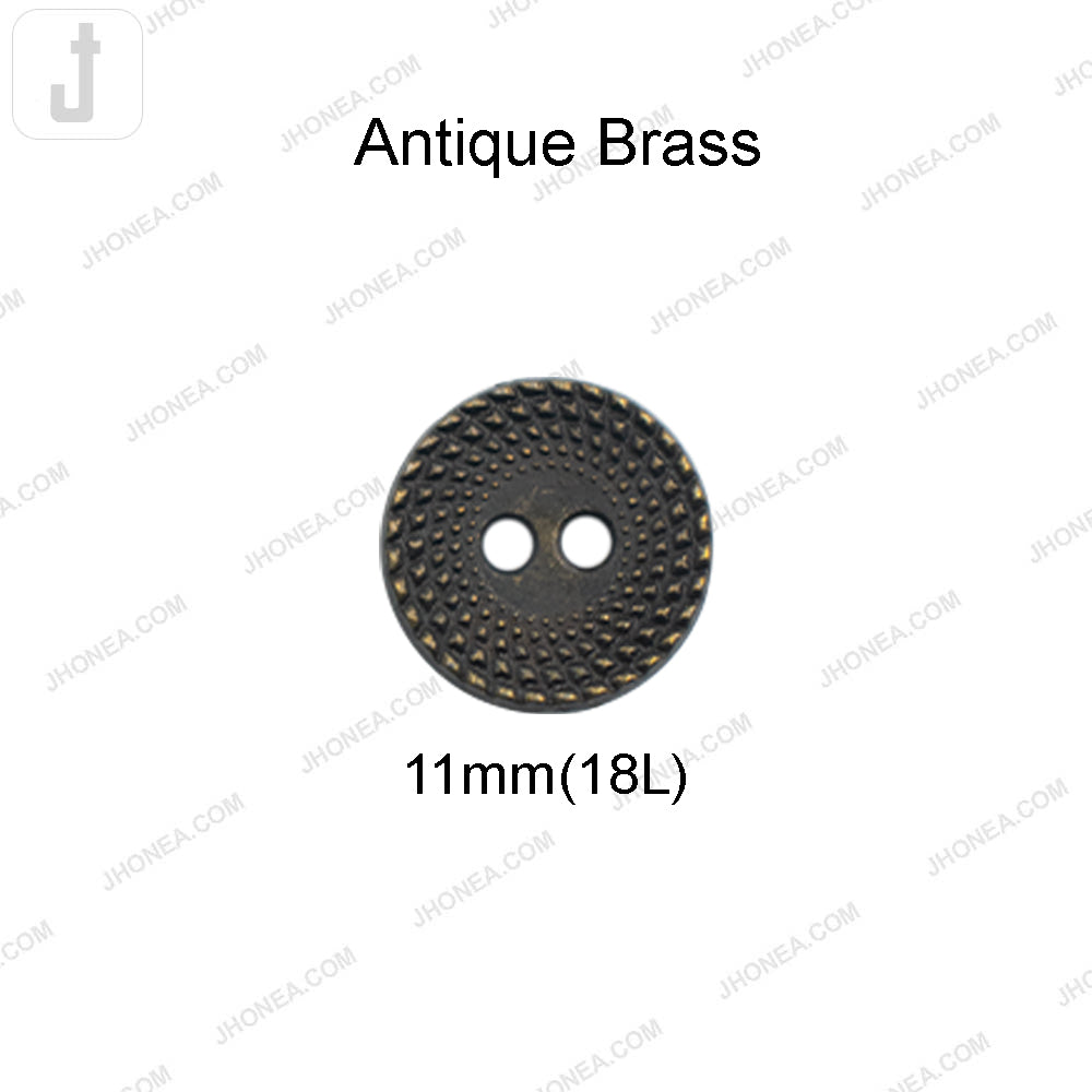 Decorative Antique Brass Round Shape 2-Hole Shirt Buttons
