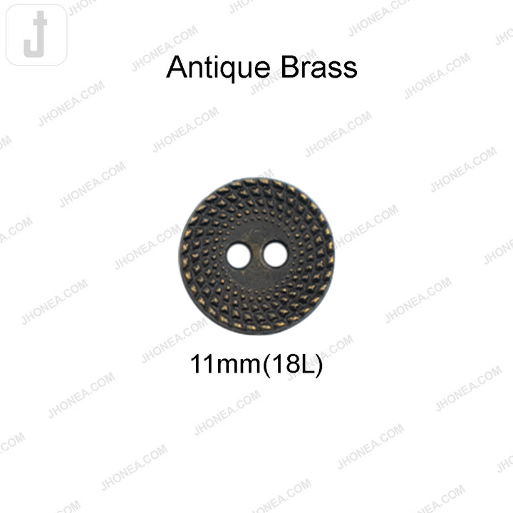 Decorative Antique Brass Round Shape 2-Hole Shirt Buttons