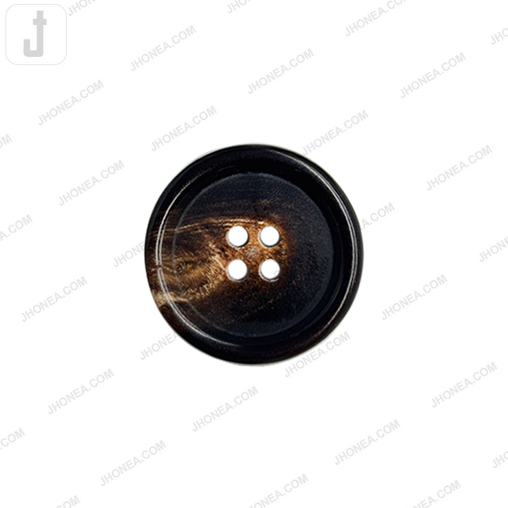 Premium 4-Hole Real Horn Dark Brown Buttons for Coats