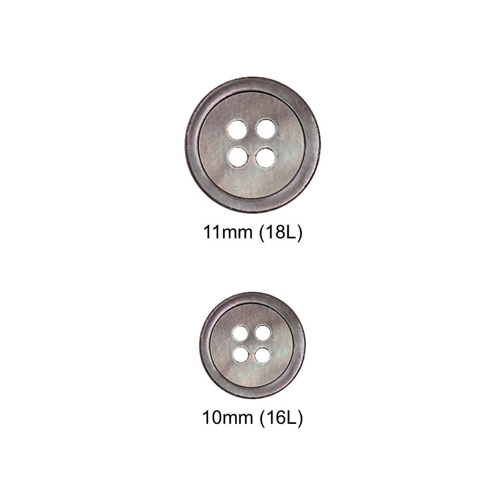 Round Rim Glossy Four Hole Natural Light Grey Shirt Buttons