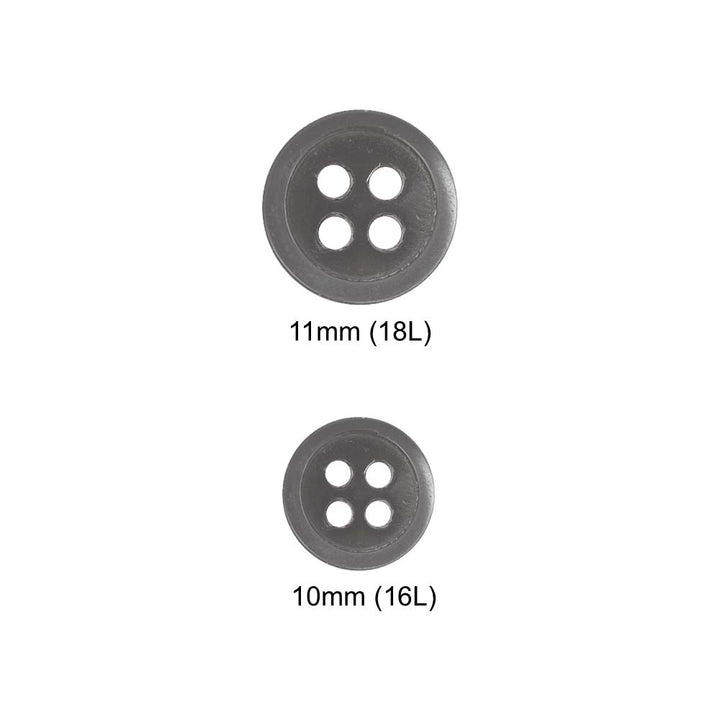 Round Rim Glossy 4 Hole Natural Grey Shirt Buttons